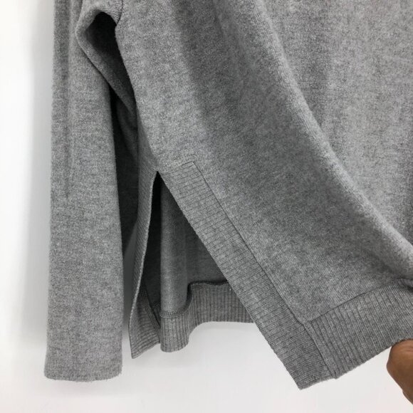 Alala Wander Sweatahirt light grey heathered v-neck Rib trim  side slits 1x - Picture 10 of 16